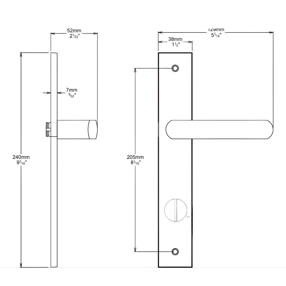 Iver Osaka Lever Rectangular Backplate Privacy Kit with Privacy Turn Matte Black