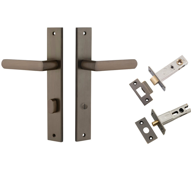 Iver Osaka Lever Rectangular Backplate Privacy Kit with Privacy Turn Signature Brass 10860KPRIV60 - The Blue Space