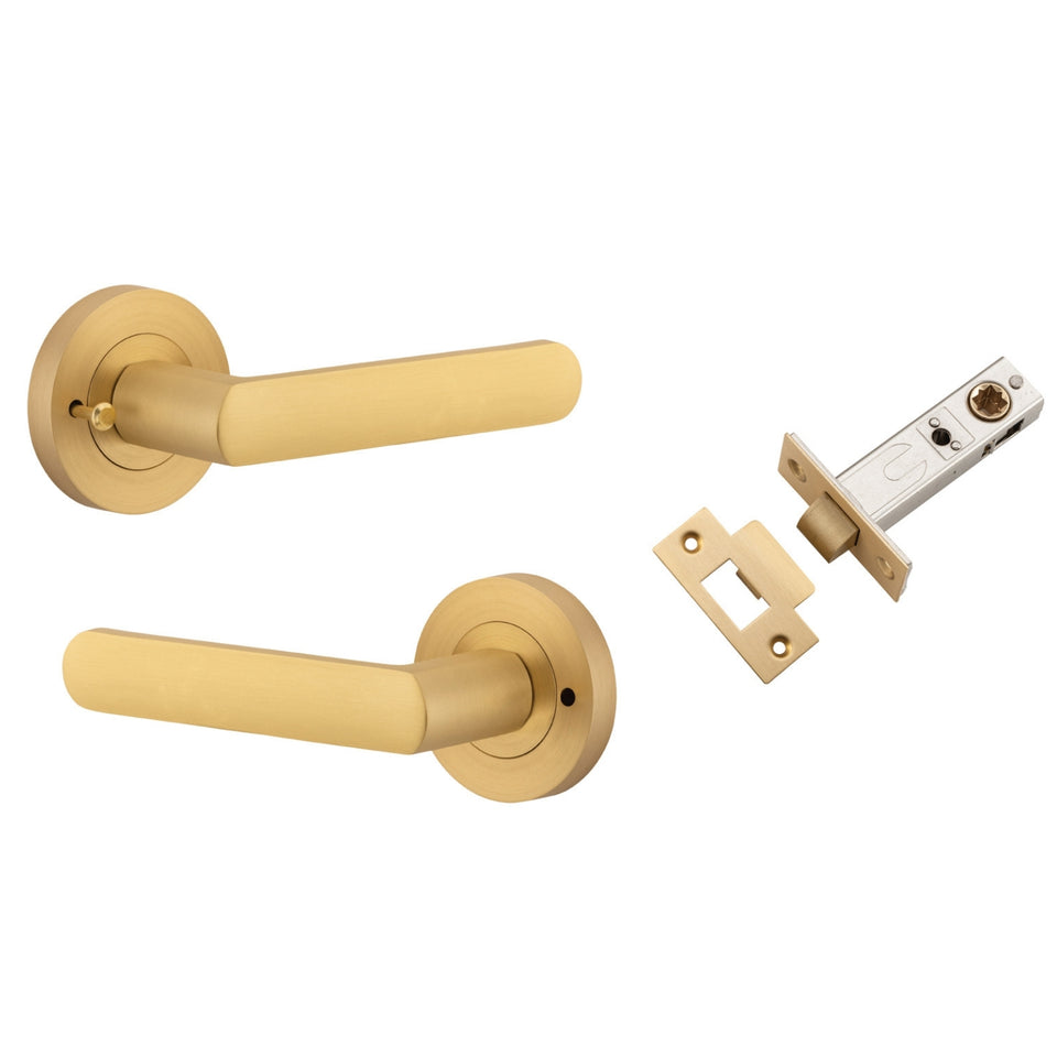 Iver Osaka Lever Round Rose (Inbuilt Privacy) Brushed Brass