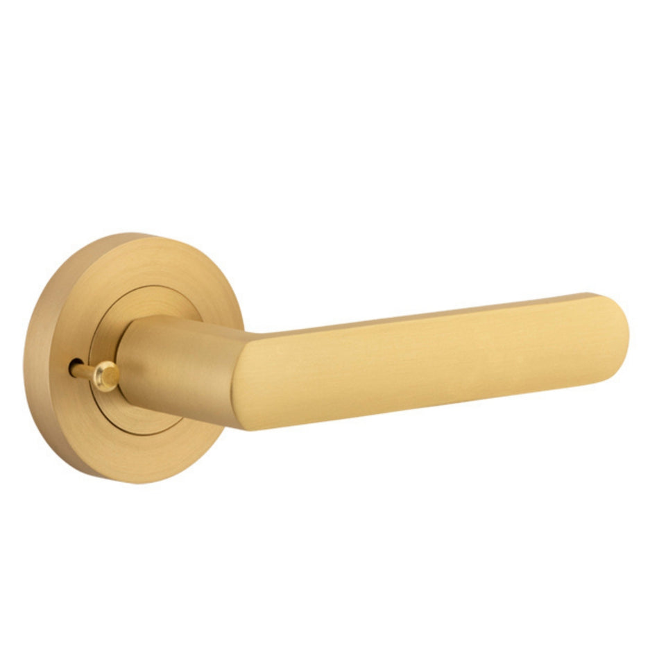 Iver Osaka Lever Round Rose (Inbuilt Privacy) Brushed Brass
