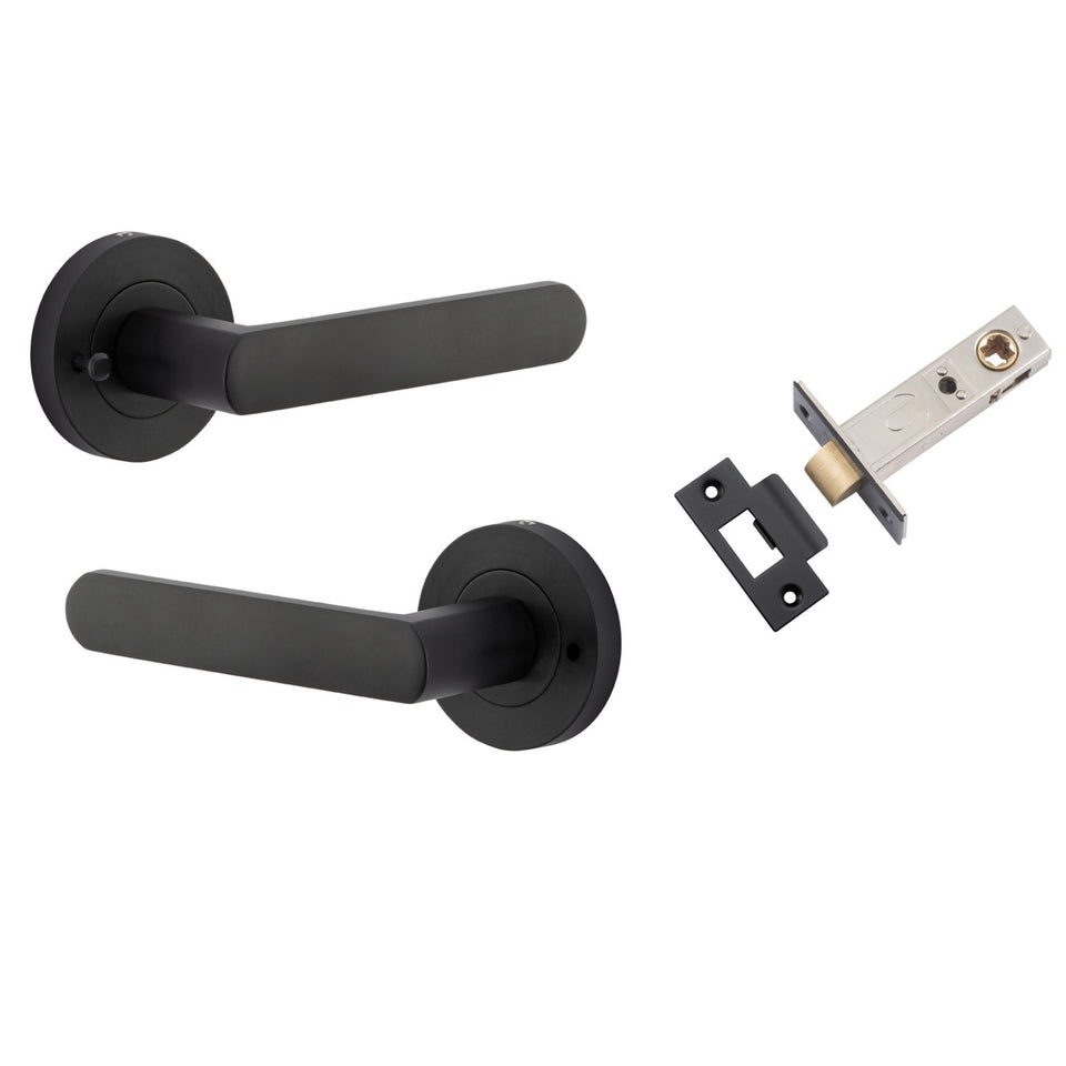 Iver Osaka Lever Round Rose (Inbuilt Privacy) Matte Black
