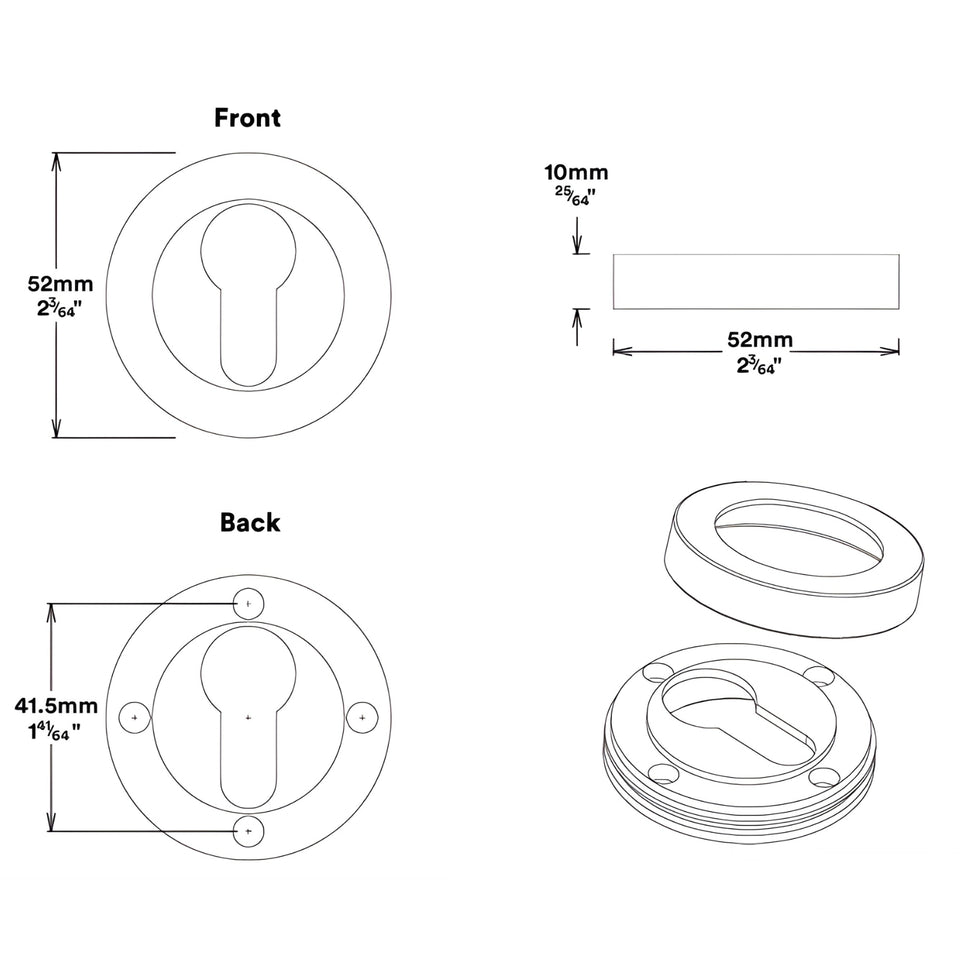 Iver Osaka Lever Round Rose Entrance Kit with Separate High Security Lock Matte Black