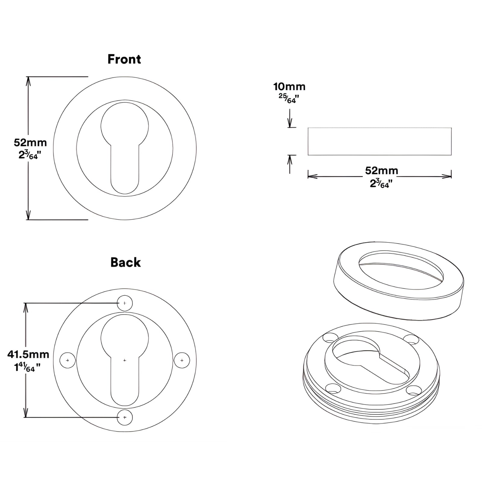 Round Rose Iver Osaka Lever Round Rose Entrance Kit with Separate High Security Lock Signature Brass 20771KENTR60KT - The Blue Space
