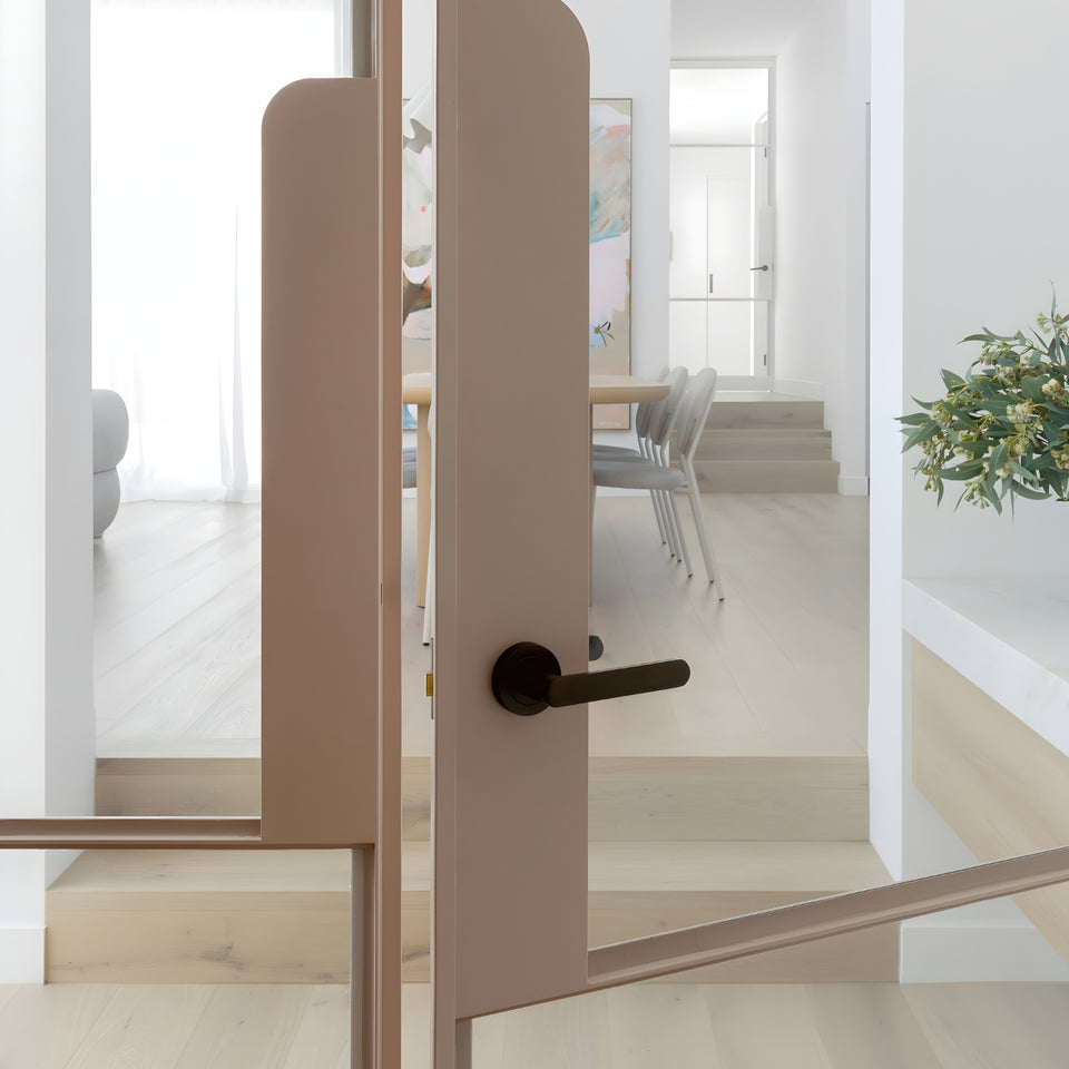 Iver Osaka Lever Round Rose Passage Kit Signature Brass