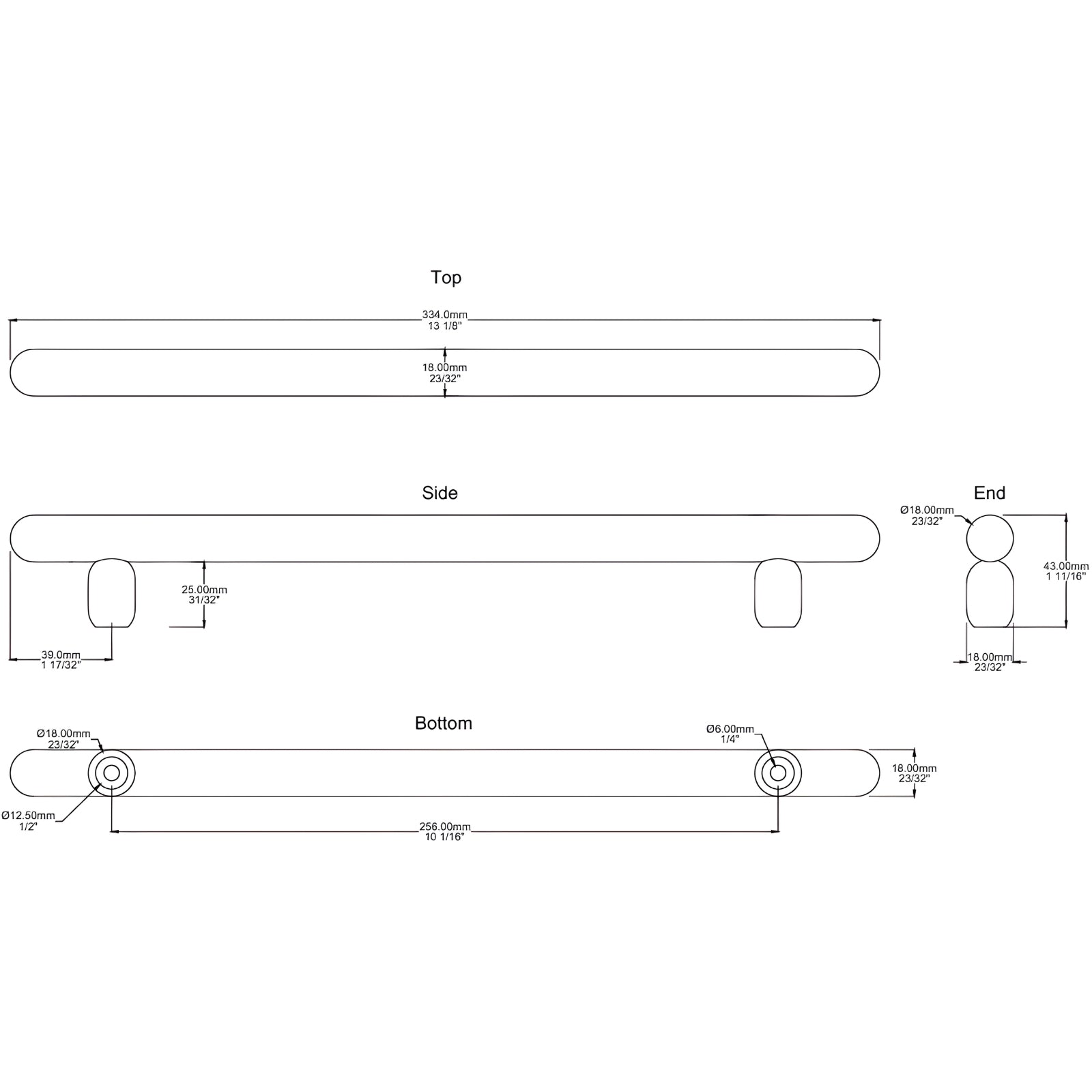 Line Drawing Iver Puerto 256mm Cabinet Pull Handle Brushed Gold PVD 24050 - The Blue Space