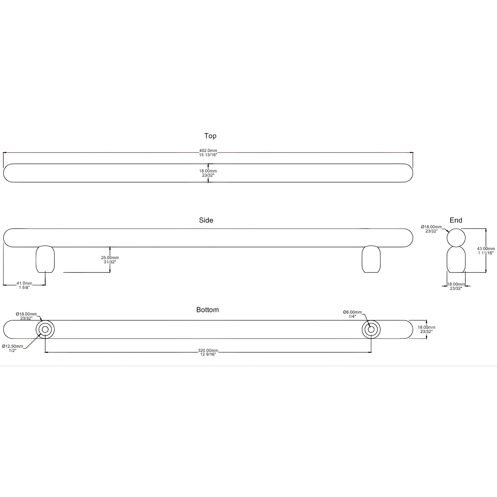 Line Drawing Iver Puerto 320mm Cabinet Pull Handle Brushed Gold PVD 24060 - The Blue Space