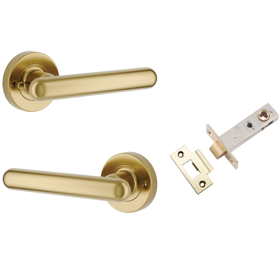 Iver Puerto Lever Round Rose (Inbuilt Privacy) Brushed Gold PVD