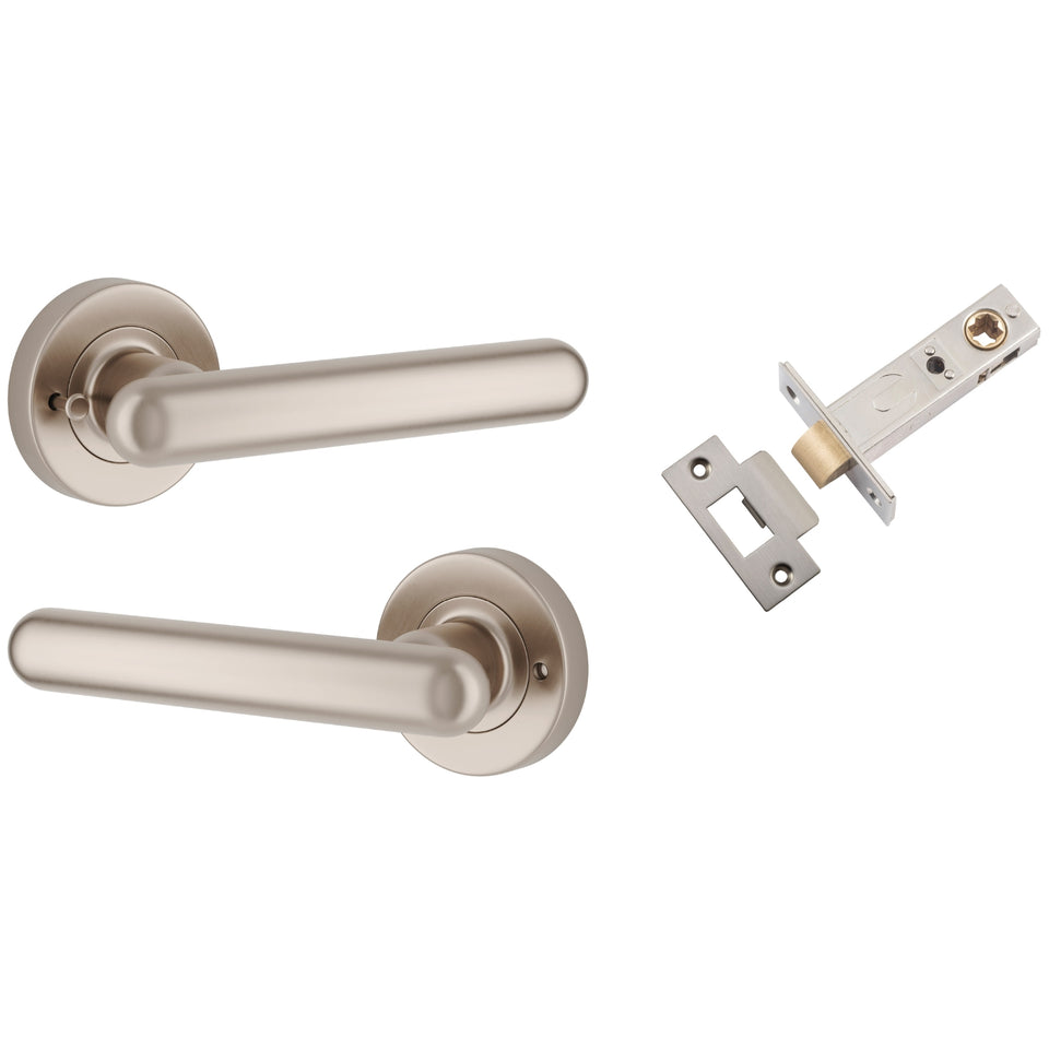 Iver Puerto Lever Round Rose (Inbuilt Privacy) Satin Nickel