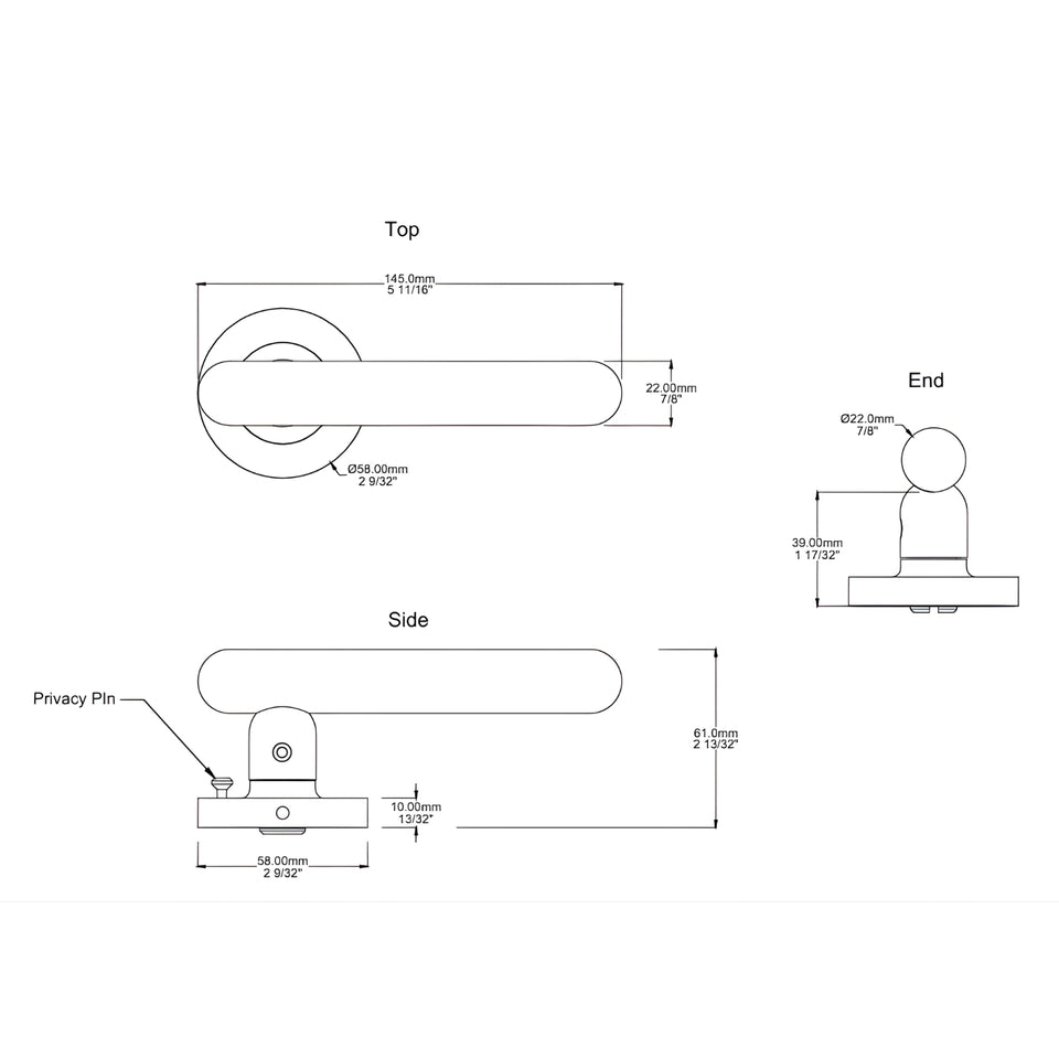 Iver Puerto Lever Round Rose (Inbuilt Privacy) Satin Nickel