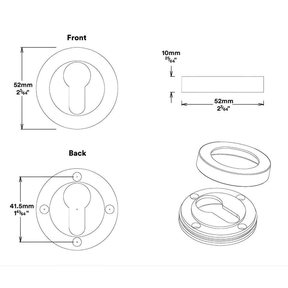 Iver Puerto Lever Round Rose Entrance Kit with Separate High Security Lock Key/Key Brushed Gold PVD