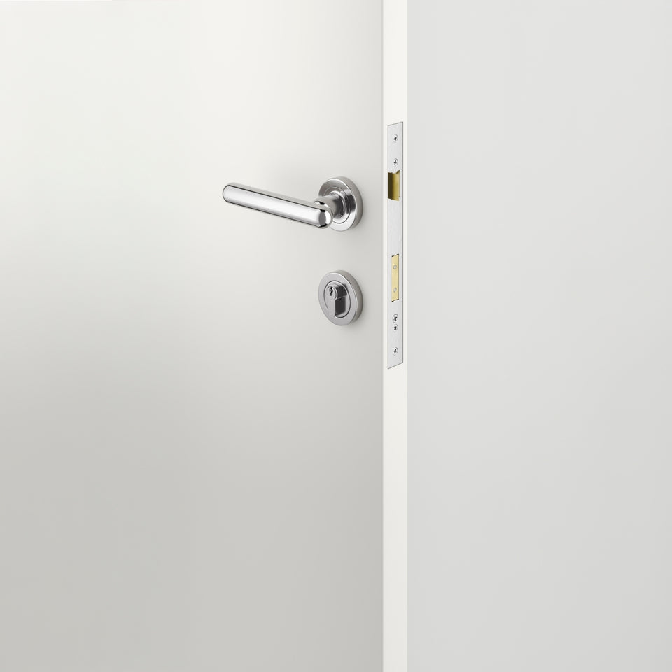 Iver Puerto Lever Round Rose Entrance Kit with Separate High Security Lock Key/Key Polished Chrome