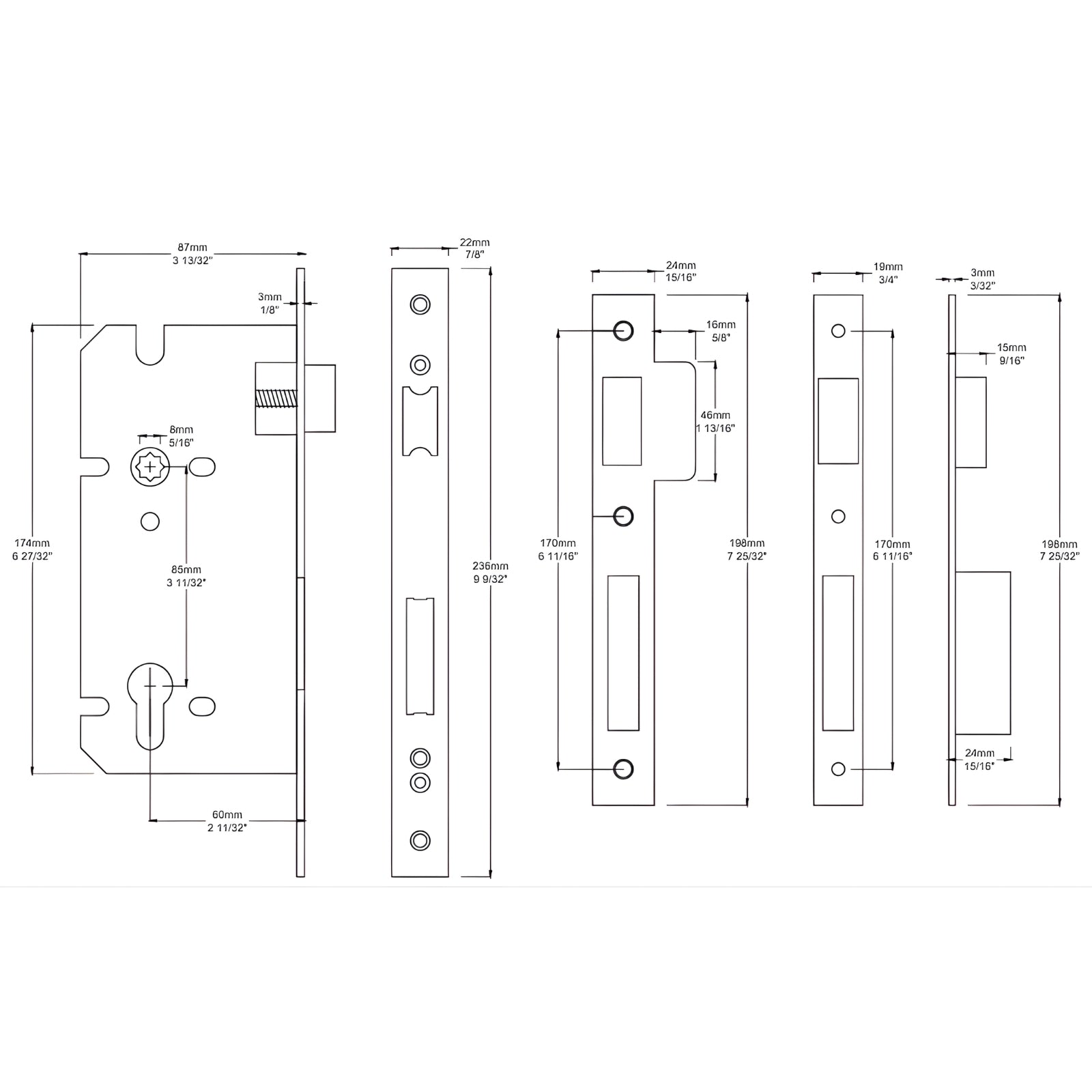 Mortice Lock Iver Puerto Lever Round Rose Entrance Kit with Separate High Security Lock Key/Key Polished Chrome 24004KENTR60KK - The Blue Space