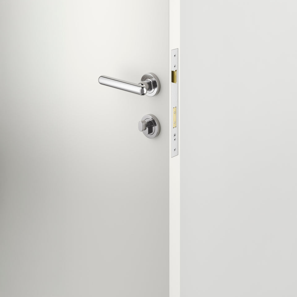 Iver Puerto Lever Round Rose Entrance Kit with Separate High Security Lock Key/Thumb Polished Chrome