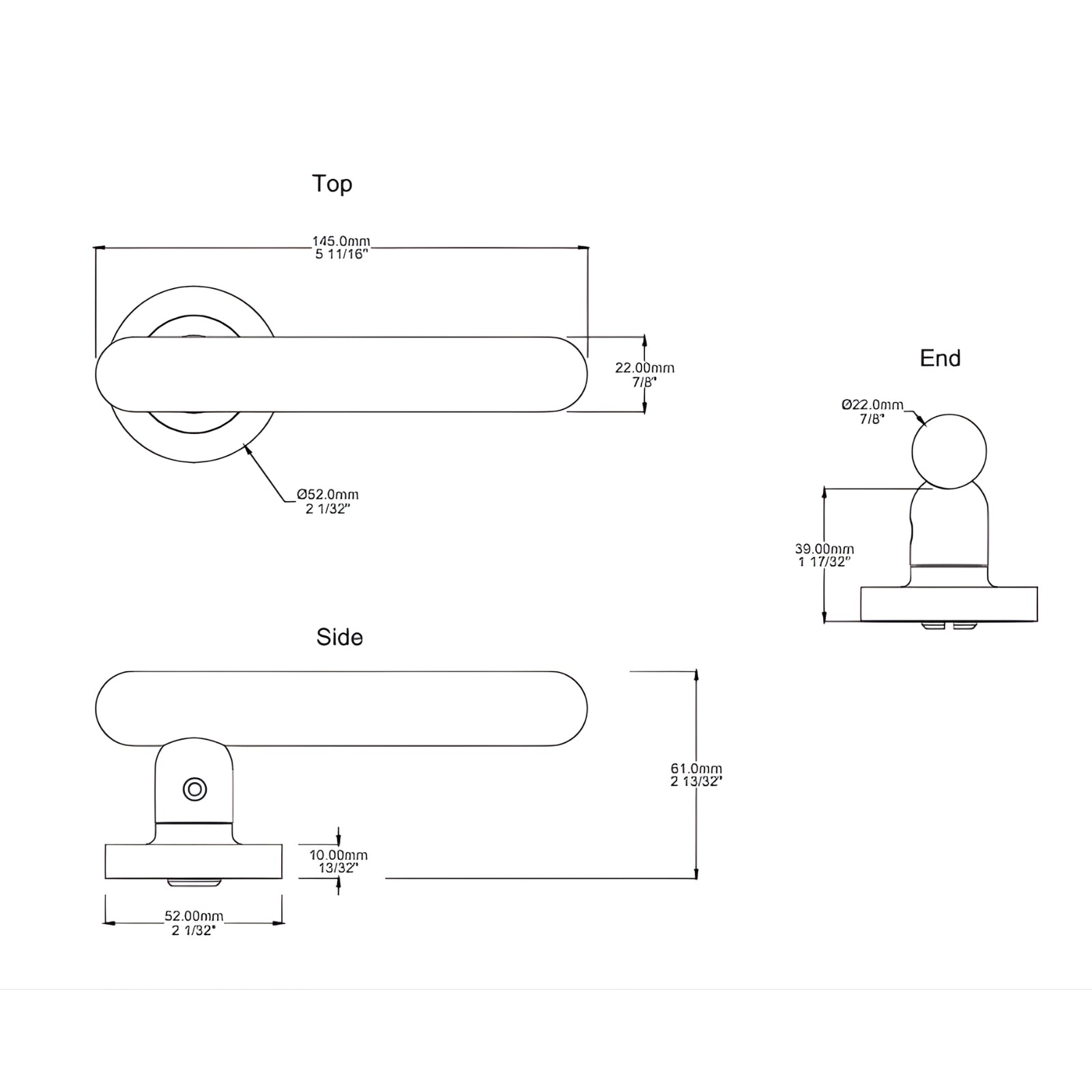 Line Drawing Iver Puerto Lever Round Rose Entrance Kit with Separate High Security Lock Key/Thumb Polished Chrome 24004KENTR60KT - The Blue Space