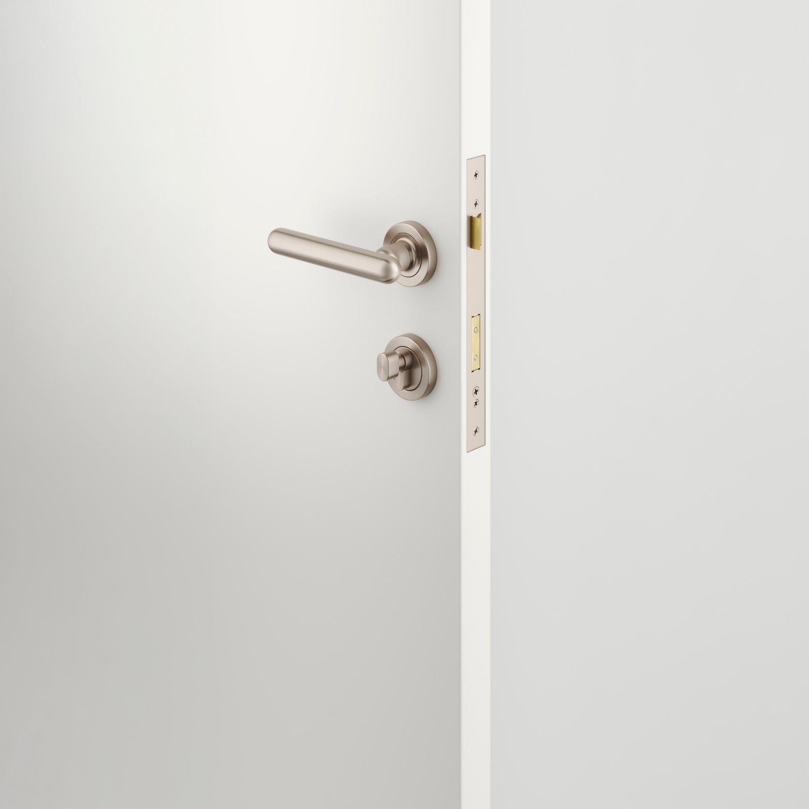 Lifestyle Iver Puerto Lever Round Rose Entrance Kit with Separate High Security Lock Key/Thumb Satin Nickel 24005KENTR60KT - The Blue Space