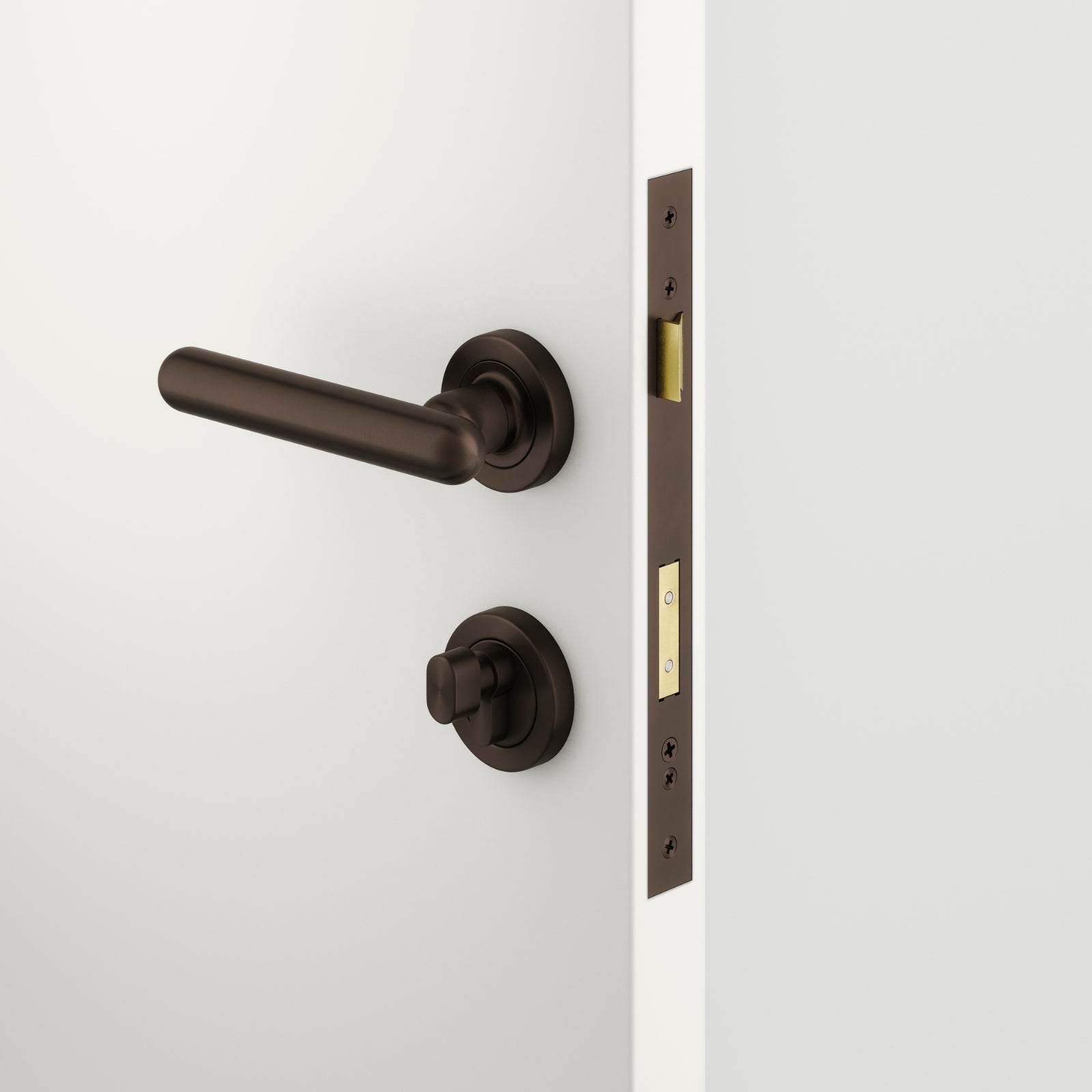 Project Image Iver Puerto Lever Round Rose Entrance Kit with Separate High Security Lock Key/Thumb Signature Brass 24002KENTR60KT - The Blue Space