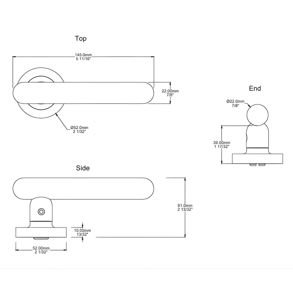 Iver Puerto Lever Round Rose Passage Kit Polished Chrome
