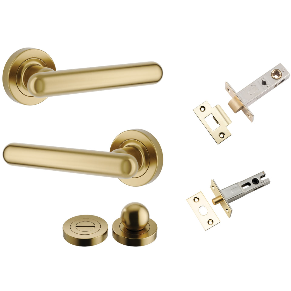 Iver Puerto Lever Round Rose Privacy Kit with Separate Privacy Turn Brushed Gold PVD