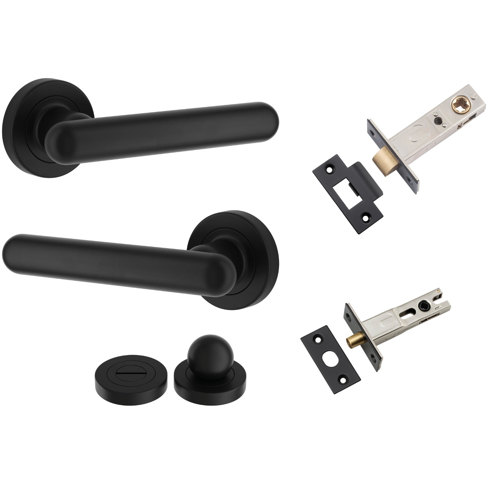 Iver Puerto Lever Round Rose Privacy Kit with Separate Privacy Turn Matte Black 24003KPRIV60 - The Blue Space