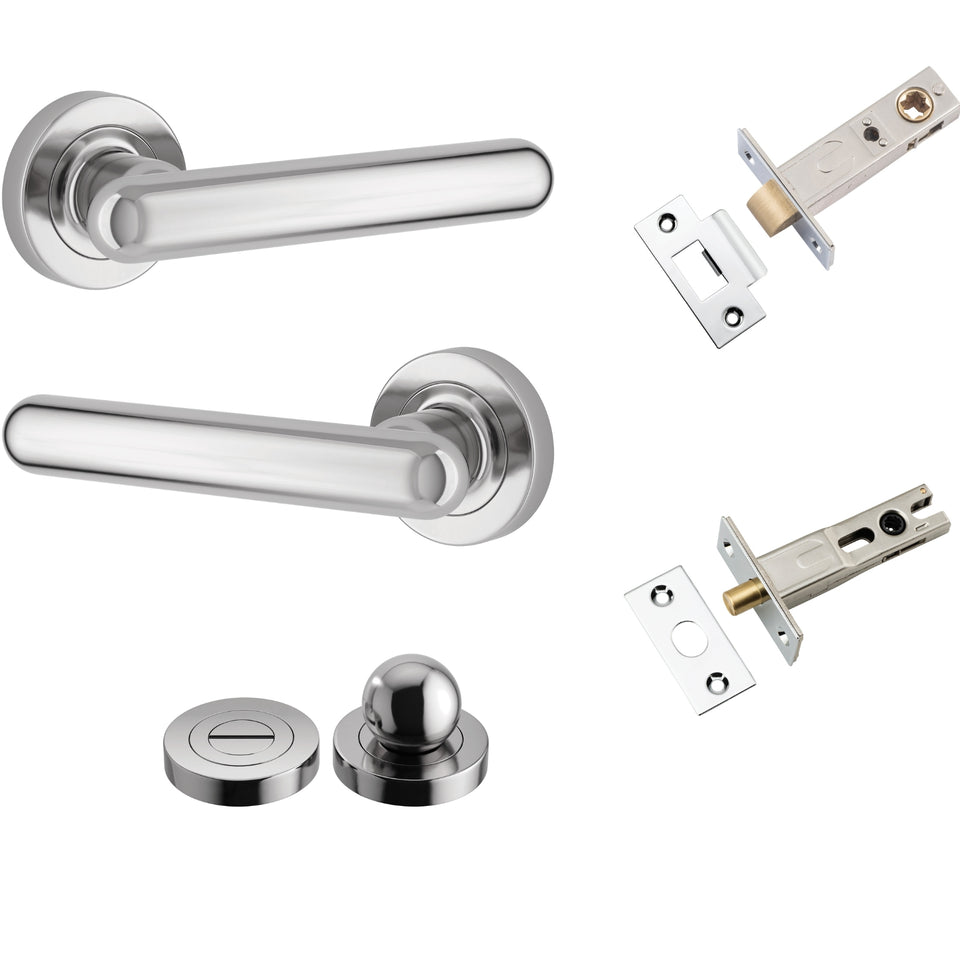 Iver Puerto Lever Round Rose Privacy Kit with Separate Privacy Turn Polished Chrome