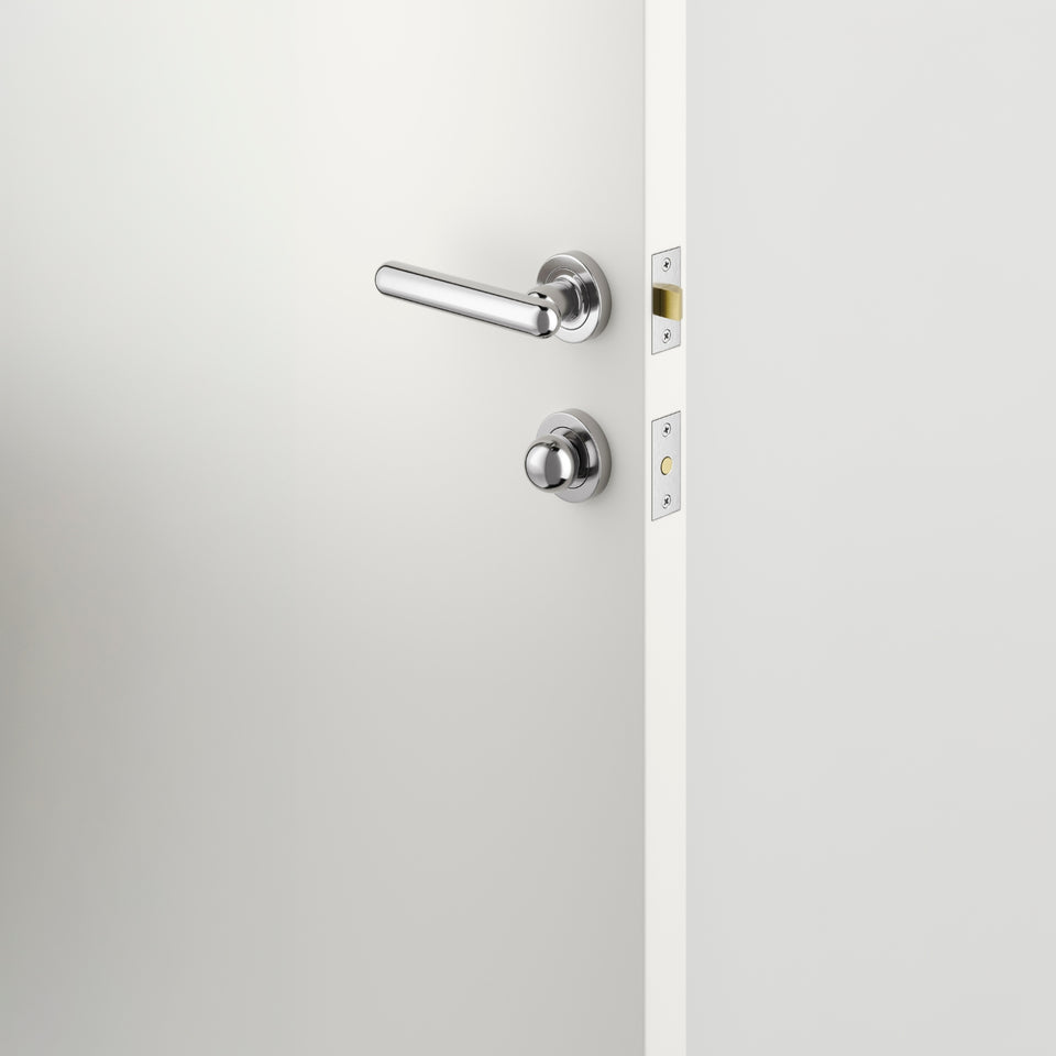 Iver Puerto Lever Round Rose Privacy Kit with Separate Privacy Turn Polished Chrome