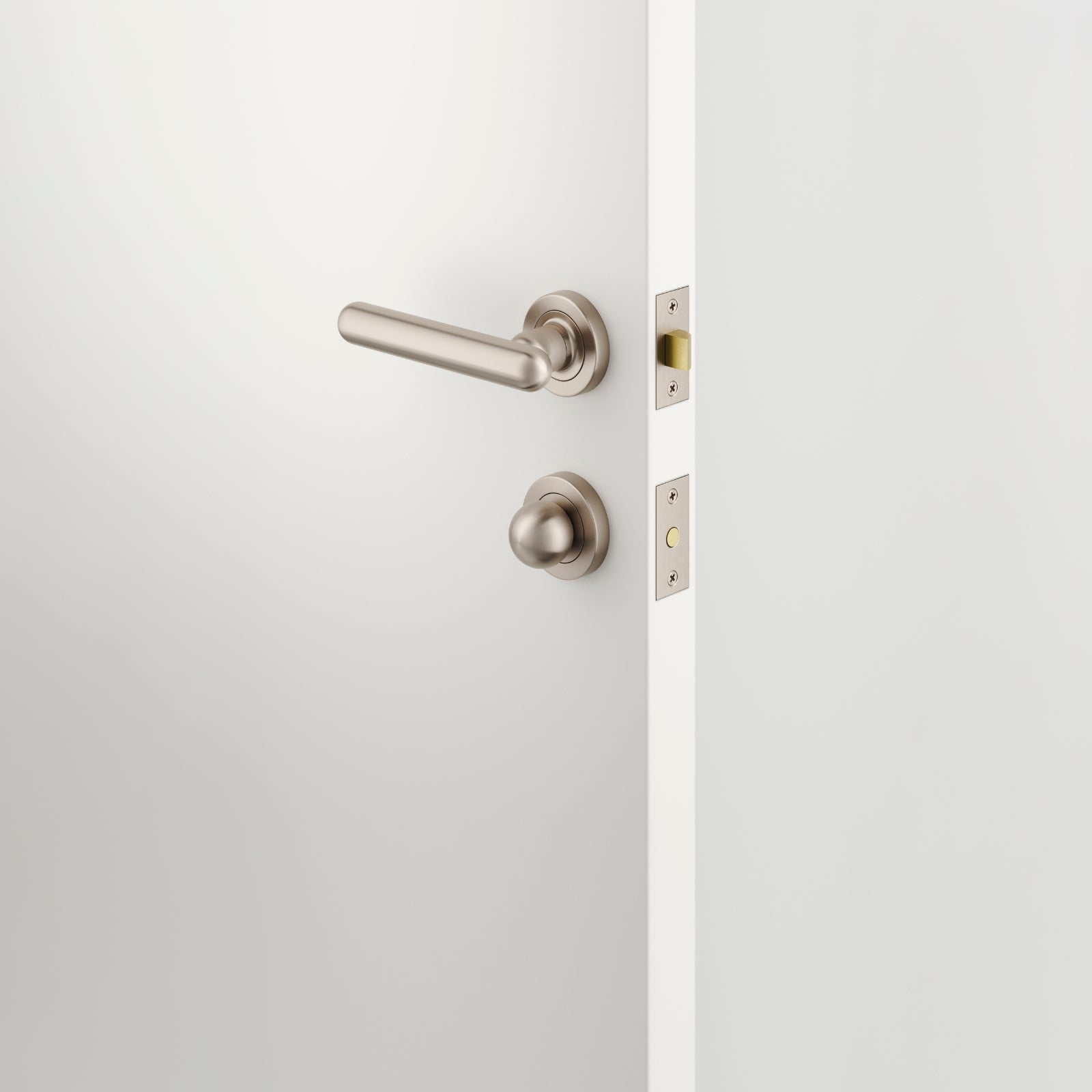 Lifestyle Iver Puerto Lever Round Rose Privacy Kit with Separate Privacy Turn Satin Nickel 24005KPRIV60 - The Blue Space
