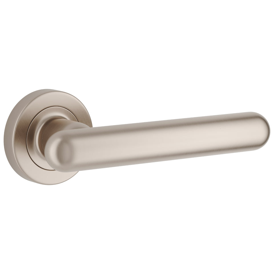 Iver Puerto Lever Round Rose Satin Nickel