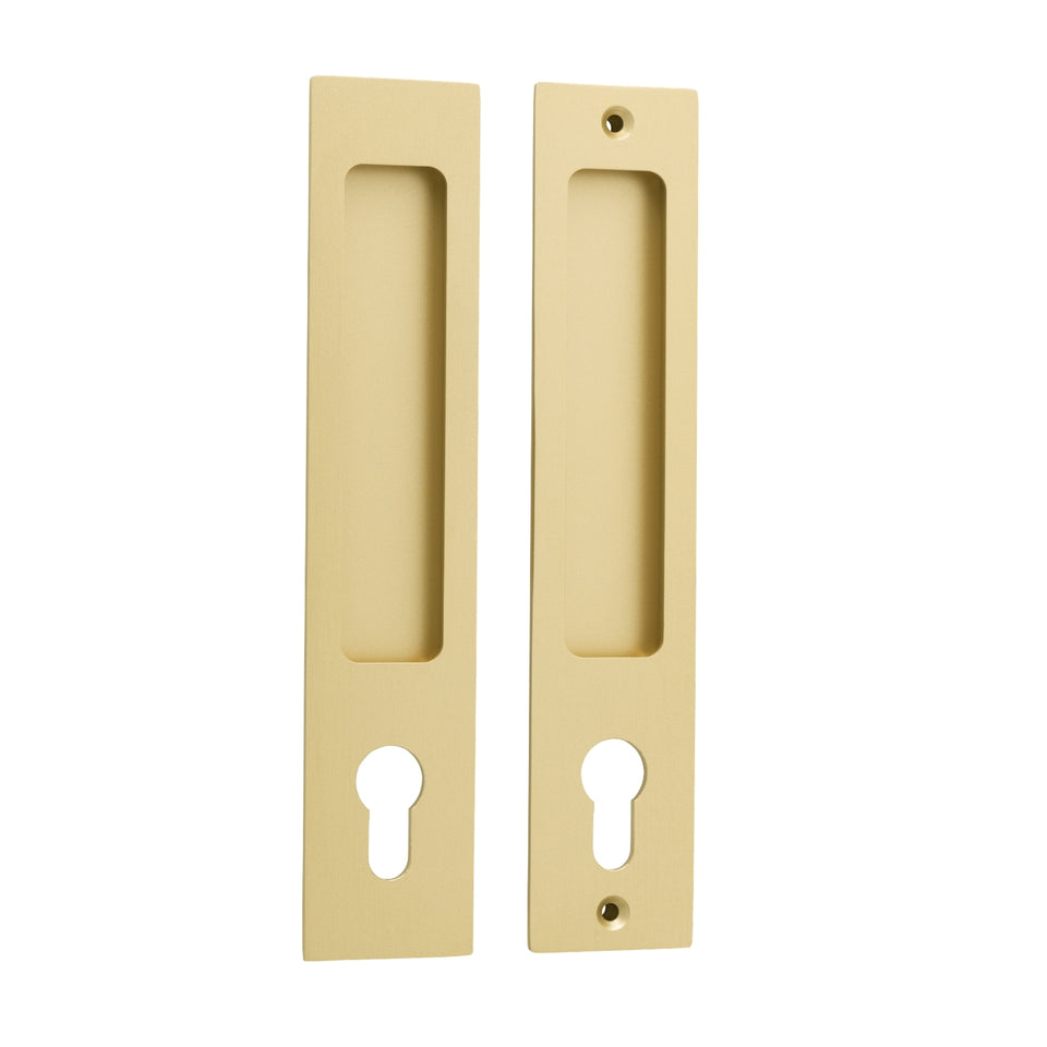 Iver Rectangular Sliding Door Pull Entrance Kit with High Security Lock Brushed Gold PVD