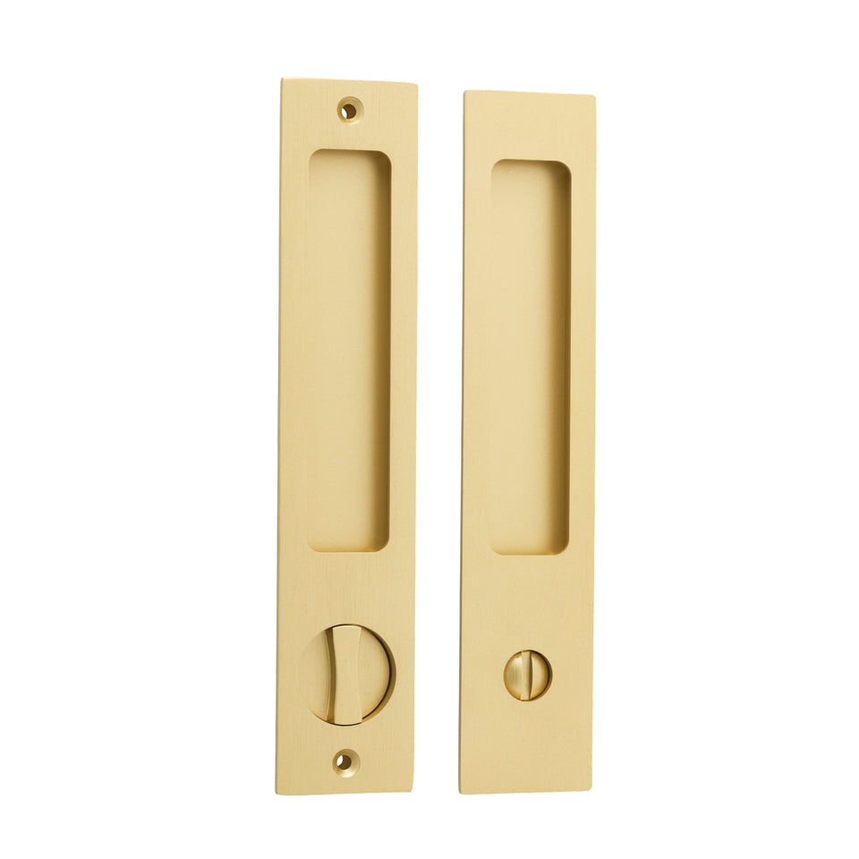 Iver Rectangular Sliding Door Pull Privacy Kit with Privacy Turn Brushed Gold PVD