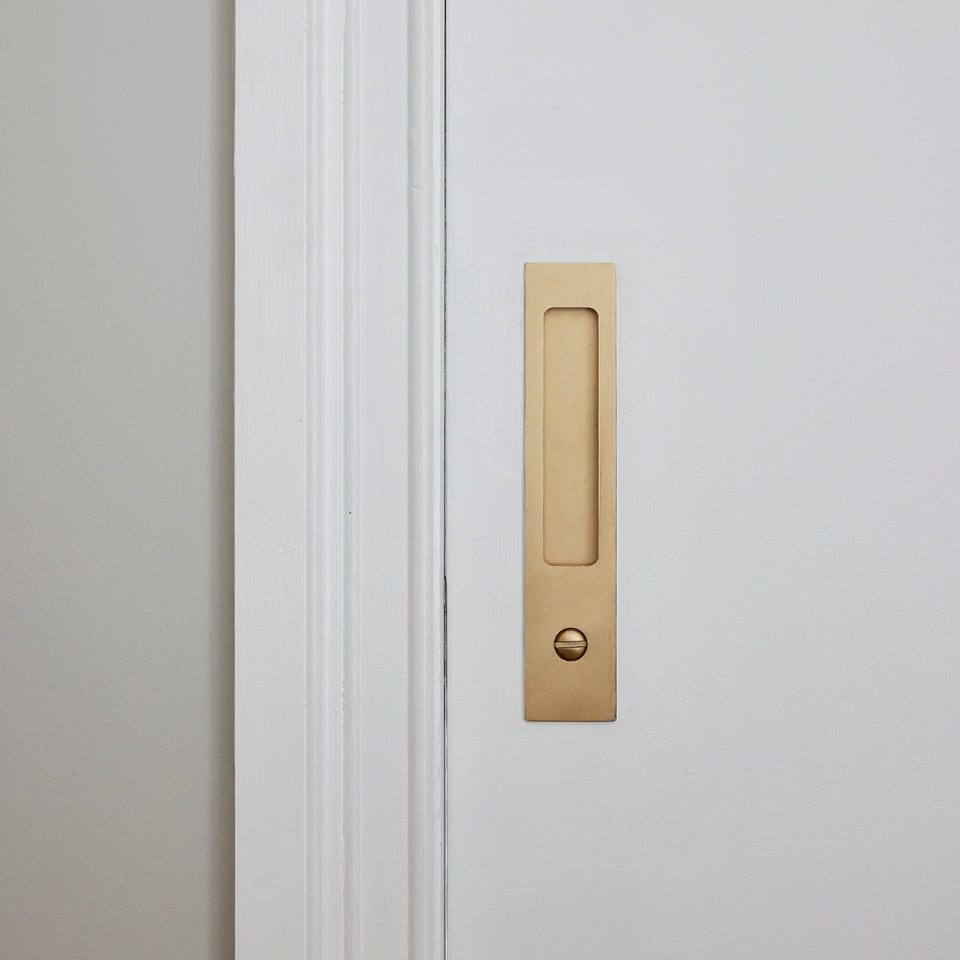 Iver Rectangular Sliding Door Pull Privacy Kit with Privacy Turn Brushed Gold PVD