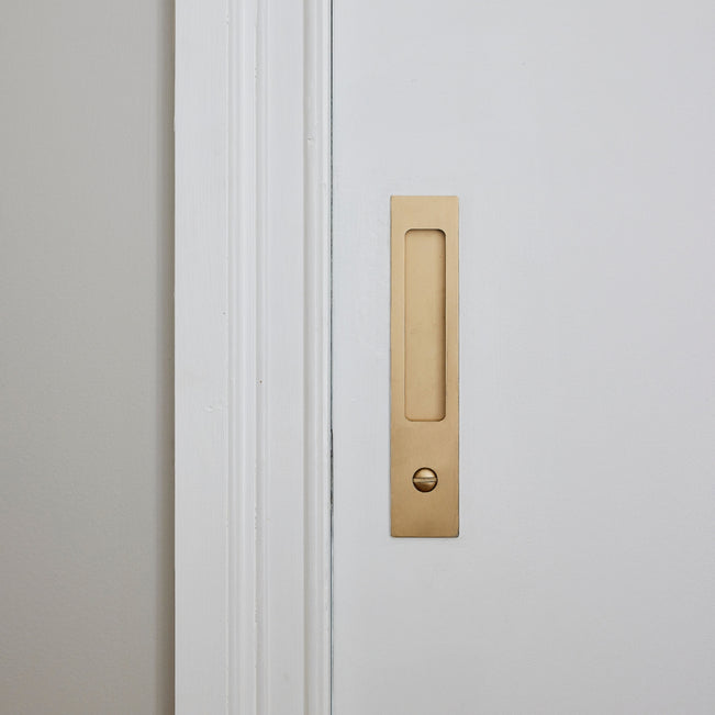 Project Image Iver Rectangular Sliding Door Pull Privacy Kit with Privacy Turn Brushed Gold PVD 17181P - The Blue Space