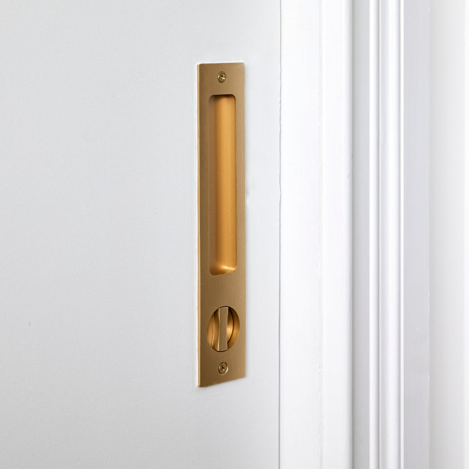 Iver Rectangular Sliding Door Pull Privacy Kit with Privacy Turn Brushed Gold PVD