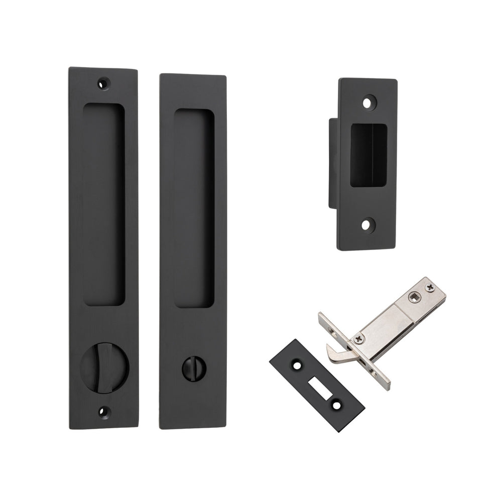 Iver Rectangular Sliding Door Pull Privacy Kit with Privacy Turn Matte Black