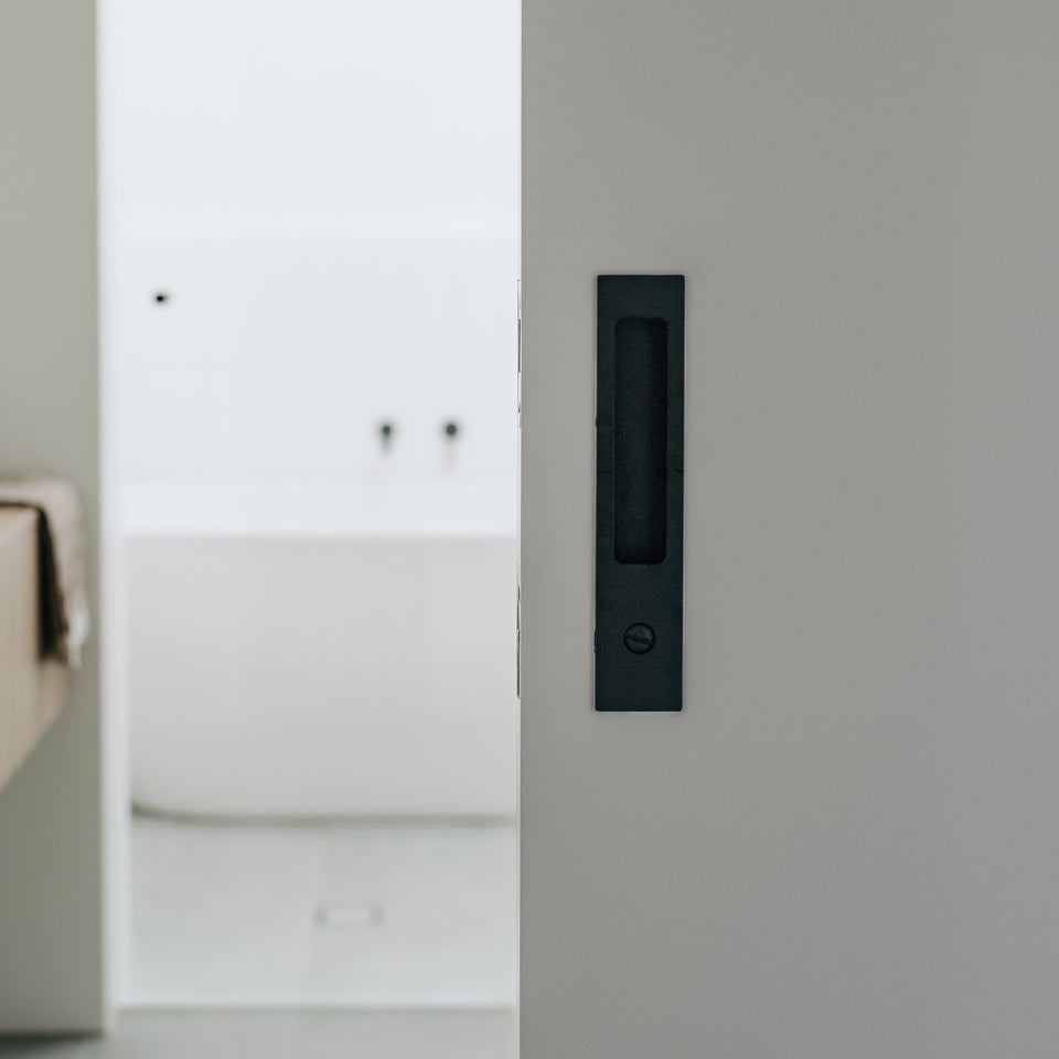 Iver Rectangular Sliding Door Pull Privacy Kit with Privacy Turn Matte Black