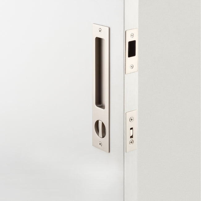 Lifestyle Iver Rectangular Sliding Door Pull Privacy Kit with Privacy Turn Satin Nickel 21419P - The Blue Space