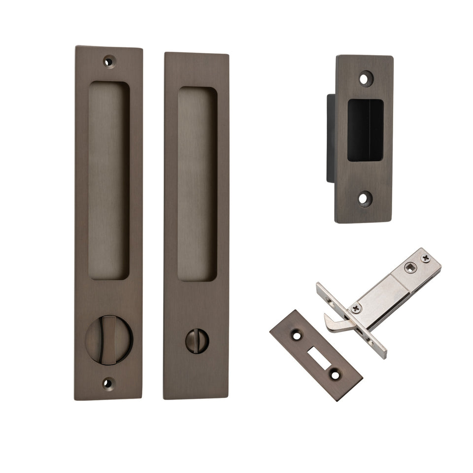 Iver Rectangular Sliding Door Pull Privacy Kit with Privacy Turn Signature Brass