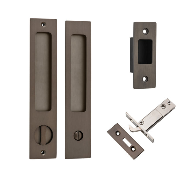 Iver Rectangular Sliding Door Pull Privacy Kit with Privacy Turn Signature Brass 21411P - The Blue Space