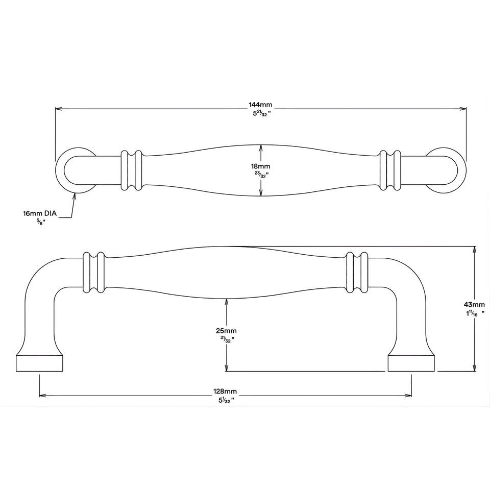 Iver Sarlat 128mm Cabinet Pull Handle Polished Chrome