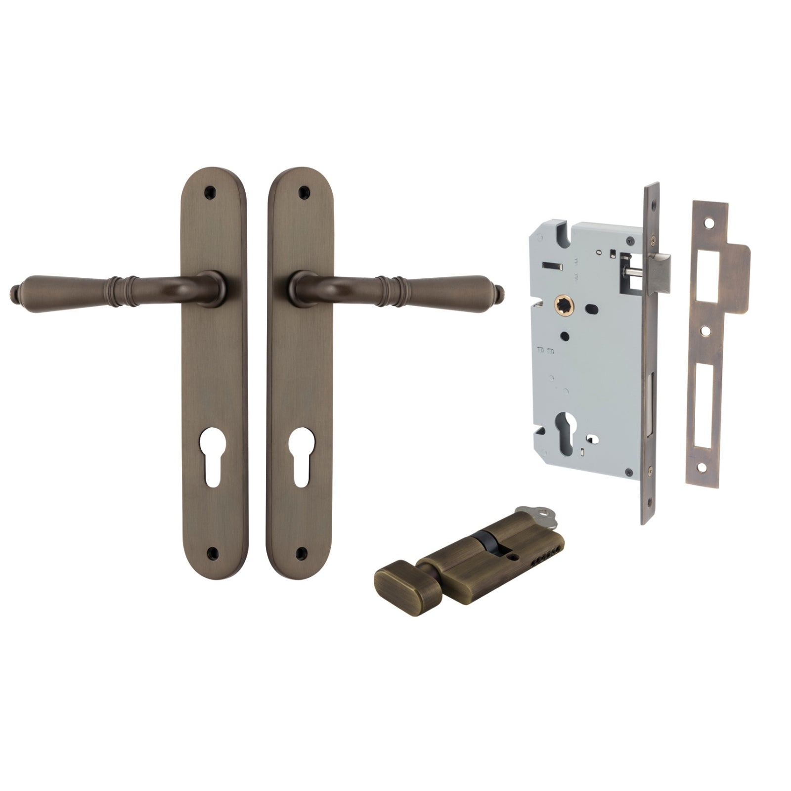 Iver Sarlat Lever Oval Backplate Entrance Kit with High Security Lock Signature Brass 10724KENTR60KT - The Blue Space