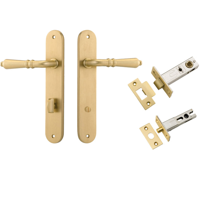 Iver Sarlat Lever Oval Backplate Privacy Kit with Privacy Turn Brushed Gold  16224KPRIV60 - The Blue Space