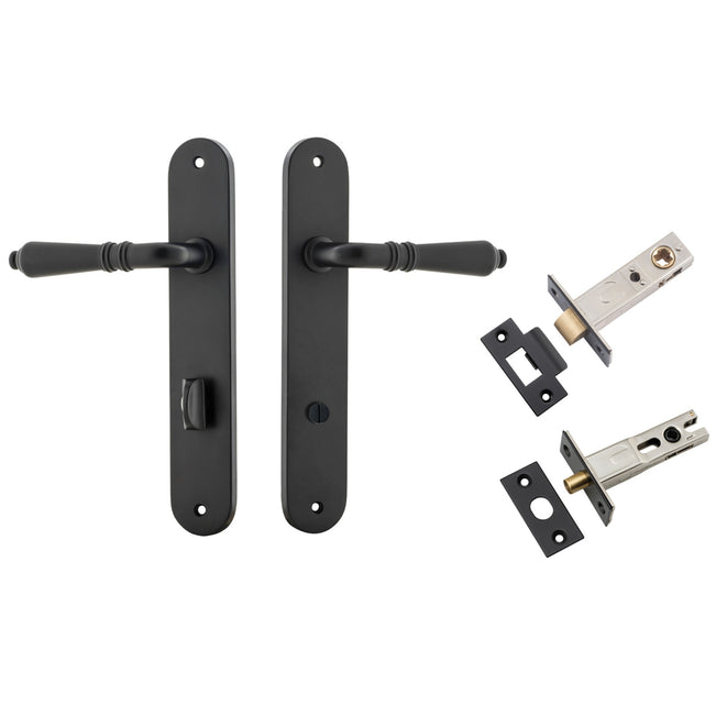 Iver Sarlat Lever Oval Backplate Privacy Kit with Privacy Turn Matte Black 12724KPRIV60 - The Blue Space
