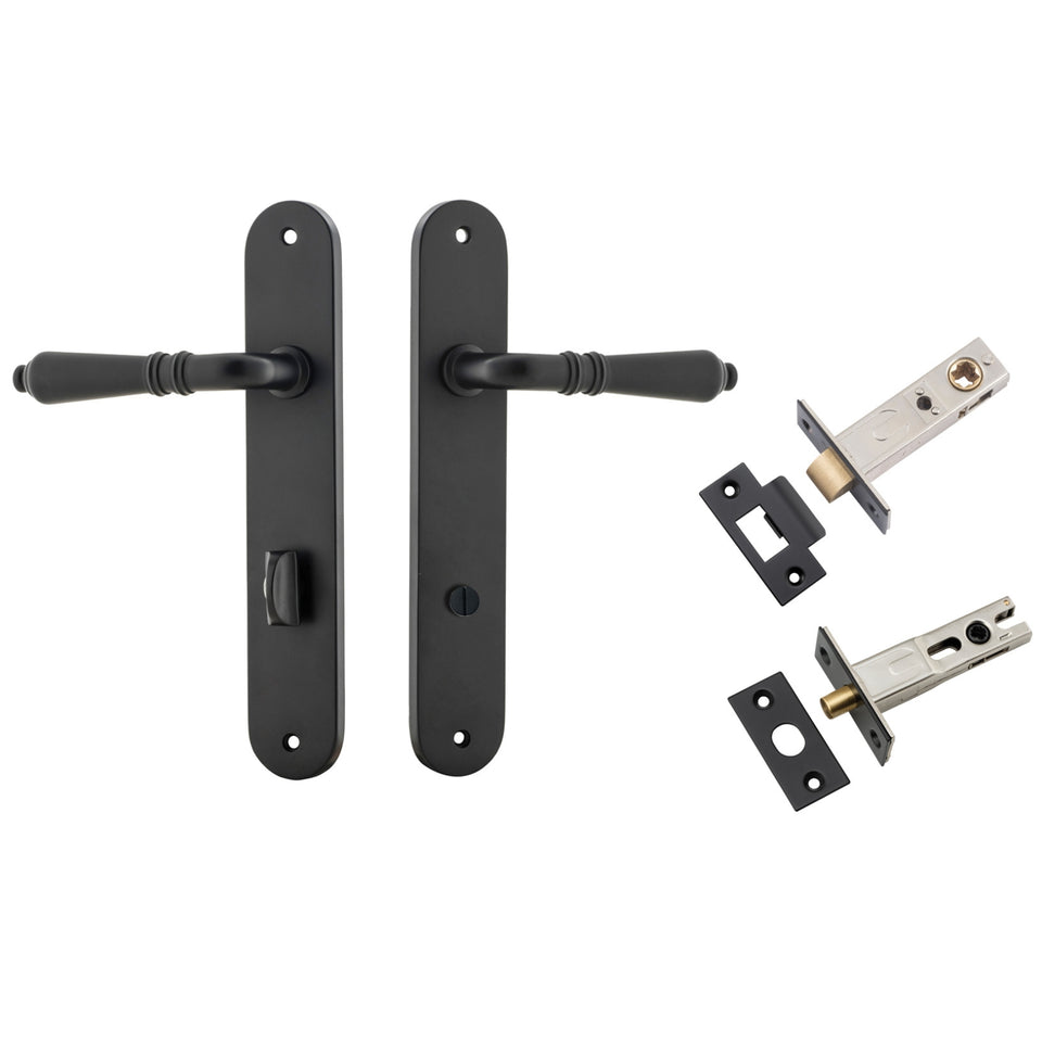 Iver Sarlat Lever Oval Backplate Privacy Kit with Privacy Turn Matte Black