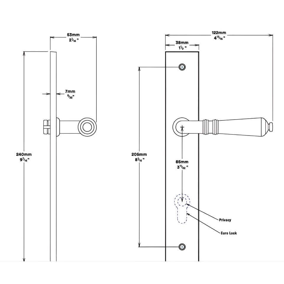 Iver Sarlat Lever Rectangular Backplate Entrance Kit with High Security Lock Brushed Brass