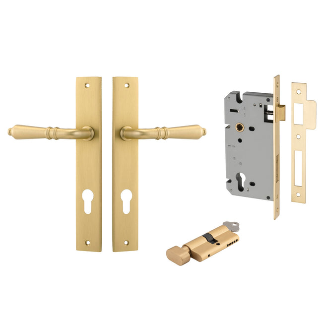 Iver Sarlat Lever Rectangular Backplate Entrance Kit with High Security Lock Brushed Gold  16200KENTR60KT - The Blue Space