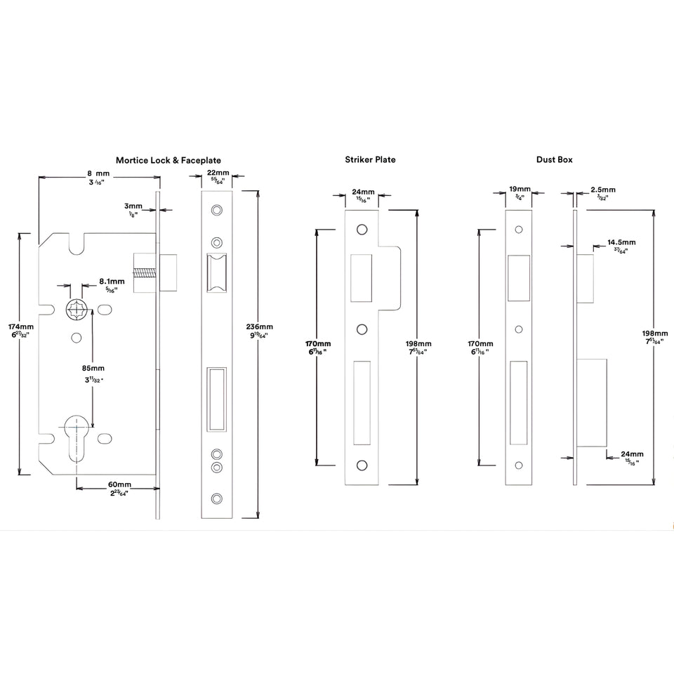 Iver Sarlat Lever Rectangular Backplate Entrance Kit with High Security Lock Satin Nickel