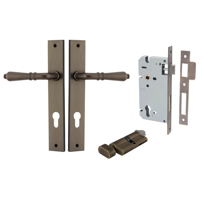 Iver Sarlat Lever Rectangular Backplate Entrance Kit with High Security Lock Signature Brass 10700KENTR60KT - The Blue Space