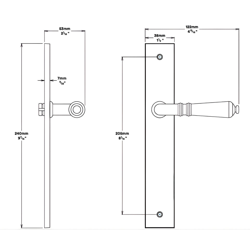 Iver Sarlat Lever Rectangular Backplate Passage Kit Brushed Gold