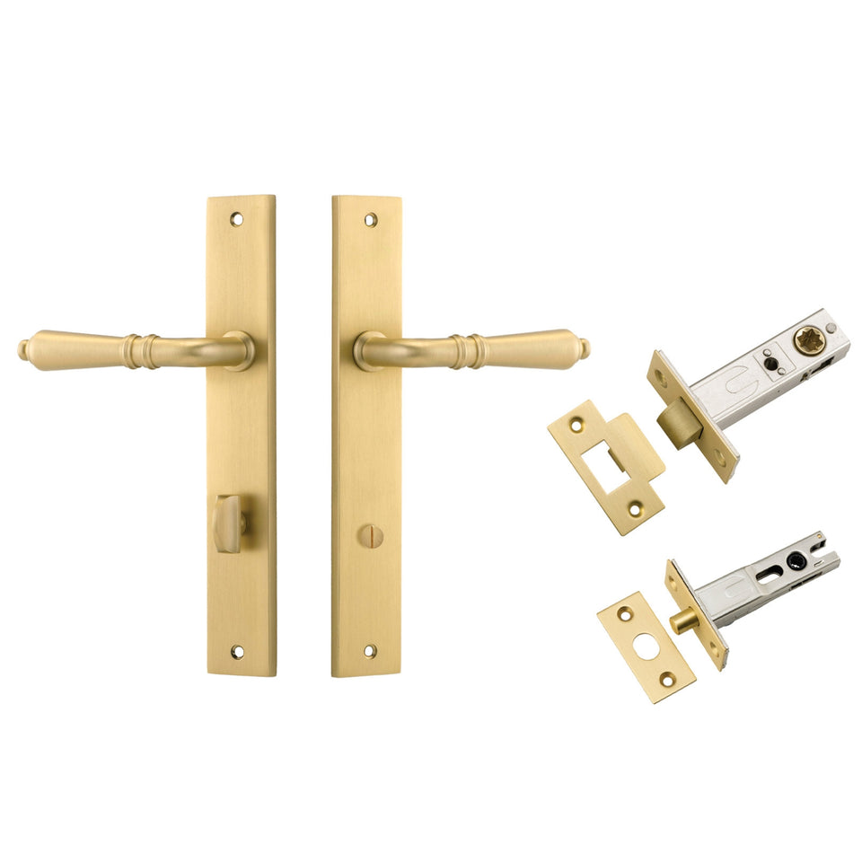 Iver Sarlat Lever Rectangular Backplate Privacy Kit with Privacy Turn Brushed Gold
