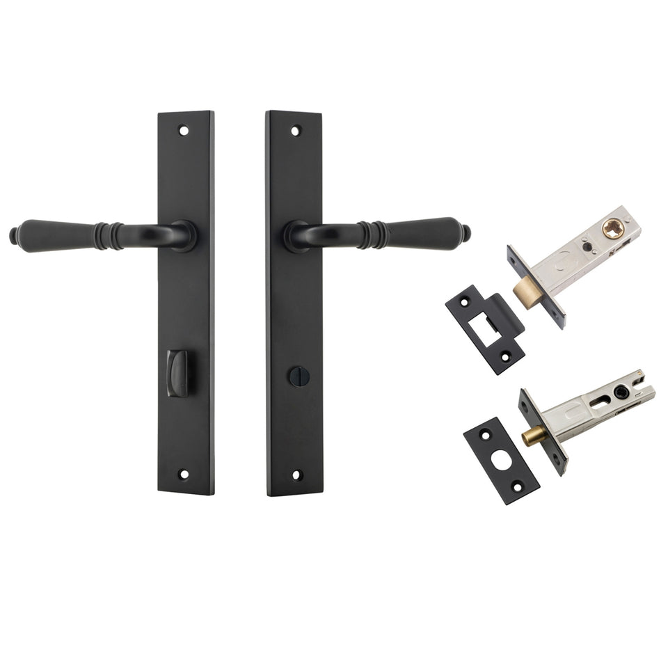 Iver Sarlat Lever Rectangular Backplate Privacy Kit with Privacy Turn Matte Black