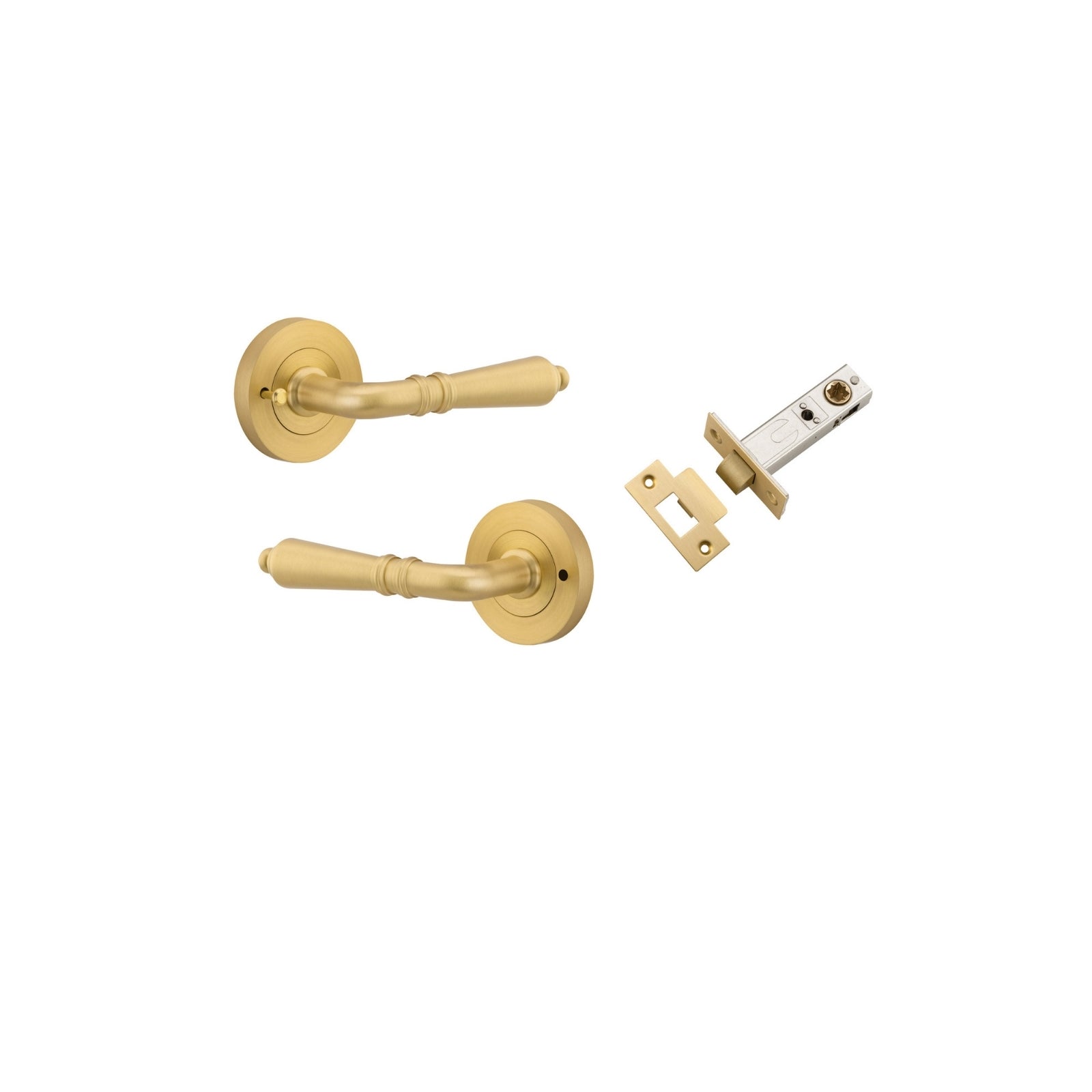 Iver Sarlat Lever Round Rose (Inbuilt Privacy) Brushed Gold PVD 16260KIBPRIV60 - The Blue Space